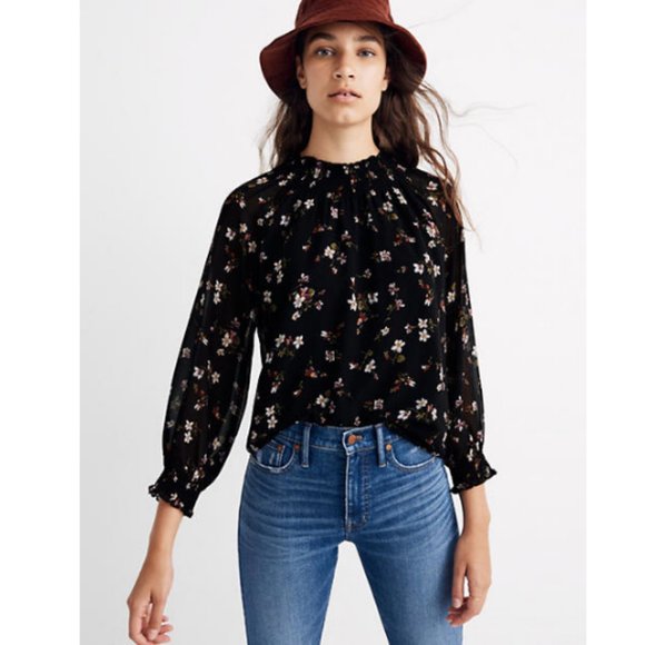 Madewell Tops - Madewell Smocked Mockneck Top in Backyard Blooms L